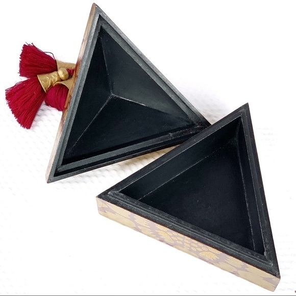 NEW-GOLD Foil Imperial Mae Ping Wood Jewelry Box - Picture 2 of 8